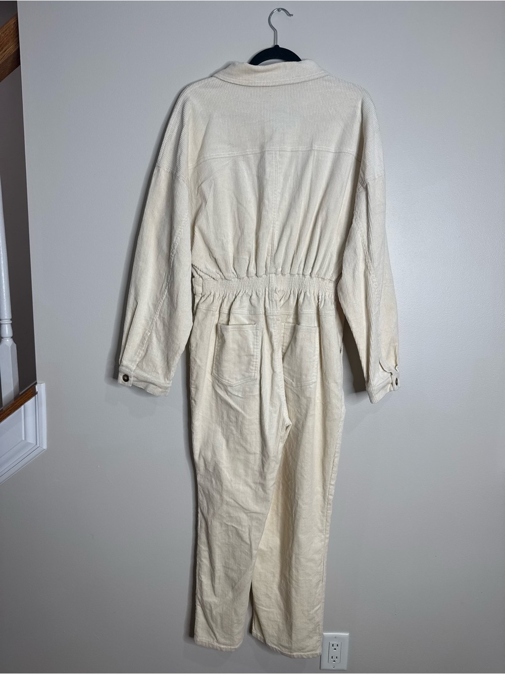 Mable Cream Corduroy Long Sleeve Collared‎ Jumpsuit Utility Neutral Size Large - Picture 9 of 11